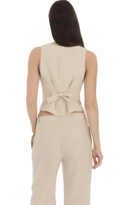 LUCY IN THE SKY Tops^Linen Buttoned Vest In Cream
