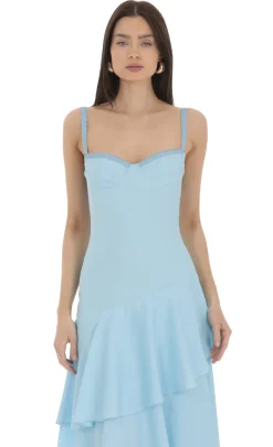 LUCY IN THE SKY Maxi Dresses^Long Ruffle Maxi Dress In Light Blue