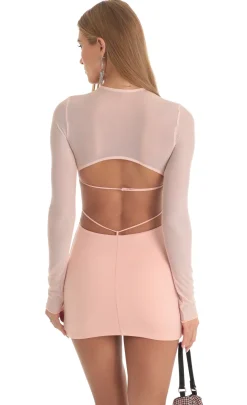 LUCY IN THE SKY Mini Dresses^Long Sleeve Open Back Dress In Peach