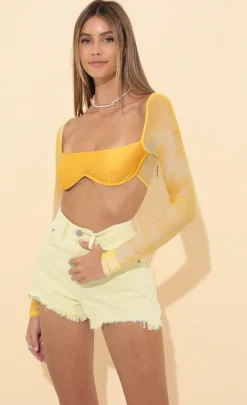 LUCY IN THE SKY Tops^Long Sleeve Top In Yellow