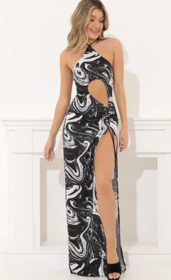 LUCY IN THE SKY Maxi Dresses^Marble Cutout Maxi Dress In Black