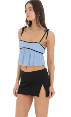 LUCY IN THE SKY Tops^Mesh Babydoll Top In Blue