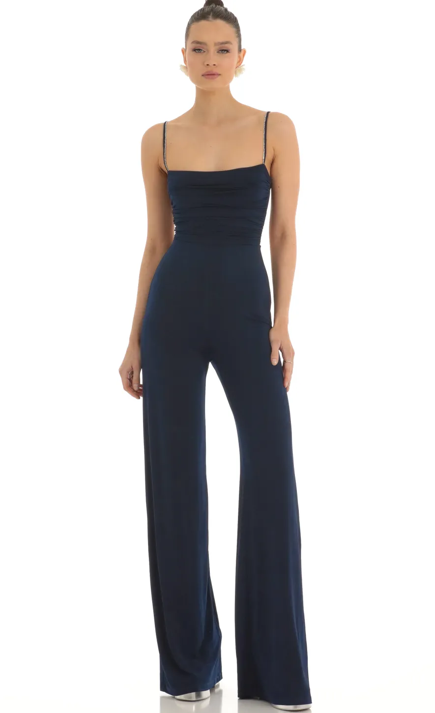 LUCY IN THE SKY Jumpsuits^Mesh Back Wide Leg Jumpsuit In Navy
