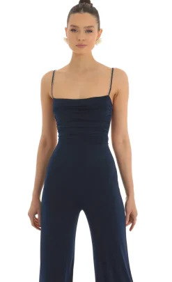 LUCY IN THE SKY Jumpsuits^Mesh Back Wide Leg Jumpsuit In Navy