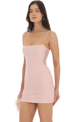 LUCY IN THE SKY Mini Dresses^Mesh Bodycon Dress In Light Pink