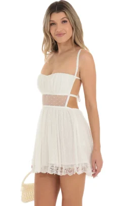 LUCY IN THE SKY Mini Dresses^Mesh Dotted Dress In White