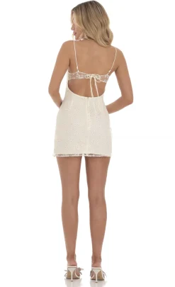 LUCY IN THE SKY Mini Dresses^Mesh Floral Shimmer Dress IN Yellow