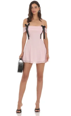 LUCY IN THE SKY Mini Dresses^Mesh Off Shoulder Dress In Pink