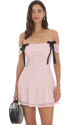 LUCY IN THE SKY Mini Dresses^Mesh Off Shoulder Dress In Pink