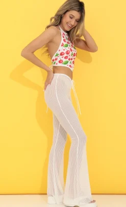 LUCY IN THE SKY Pants^Mesh Pants In White