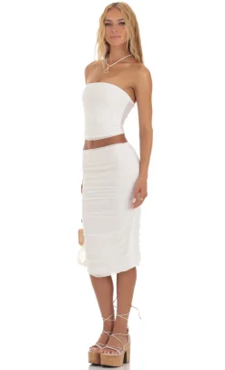 LUCY IN THE SKY Two-Piece Sets^Mesh Ruched Two Piece Set In White