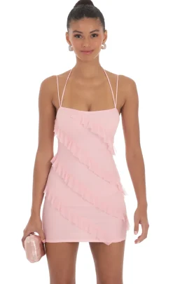 LUCY IN THE SKY Mini Dresses^Mesh Ruffle Dress In Pink