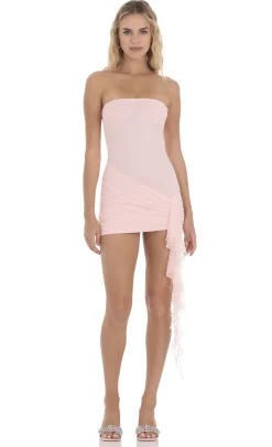LUCY IN THE SKY Mini Dresses^Mesh Strapless Tassel Dress In Pink