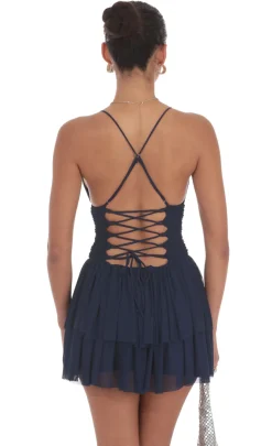 LUCY IN THE SKY Mini Dresses^Mesh Tiered Dress In Navy