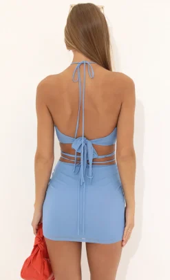 LUCY IN THE SKY Two-Piece Sets^Mesh Two Piece Skirt Set In Blue