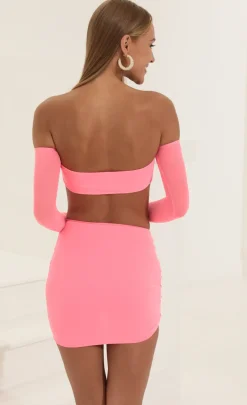 LUCY IN THE SKY Two-Piece Sets^Mesh Two Piece Skirt Set In Pink