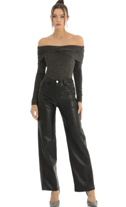 LUCY IN THE SKY Two-Piece Sets^Metallic Bodysuit In Black