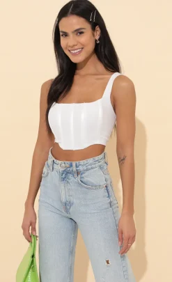 LUCY IN THE SKY Tops^Morgan Corset Top In White