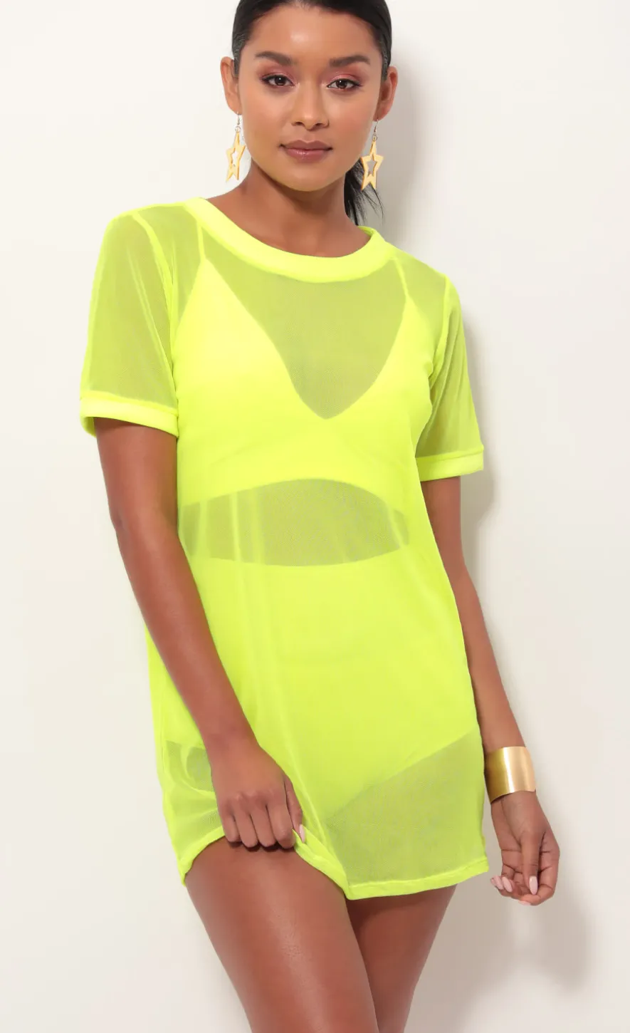 LUCY IN THE SKY Mini Dresses|Two-Piece Sets^Neon Yellow Edge Three Piece Set