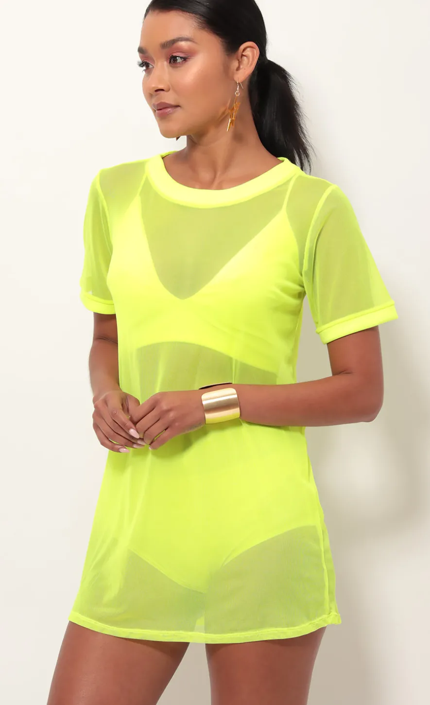 LUCY IN THE SKY Mini Dresses|Two-Piece Sets^Neon Yellow Edge Three Piece Set