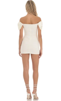 LUCY IN THE SKY Mini Dresses^Off Shoulder Bow Sleeves Dress In Ivory
