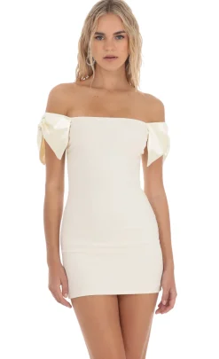 LUCY IN THE SKY Mini Dresses^Off Shoulder Bow Sleeves Dress In Ivory