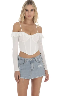 LUCY IN THE SKY Tops^Off Shoulder Corset Top In White