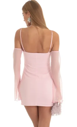 LUCY IN THE SKY Mini Dresses^Off Shoulder Cowl Neck Dress In Pink