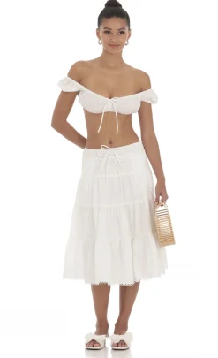 LUCY IN THE SKY Tops^Off Shoulder Crop Top In White