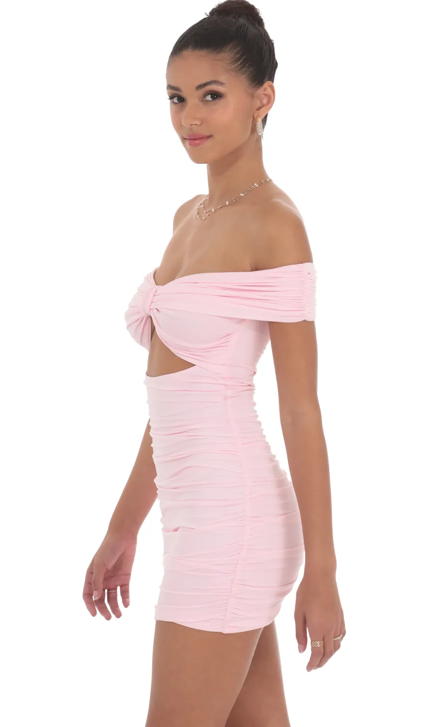 LUCY IN THE SKY Mini Dresses^Off Shoulder Cutout Bodycon Dress In Pink