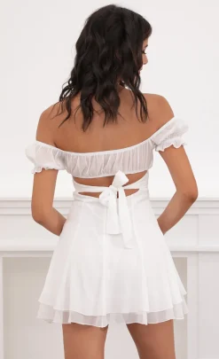 LUCY IN THE SKY Mini Dresses^Off Shoulder Dress In White