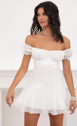 LUCY IN THE SKY Mini Dresses^Off Shoulder Dress In White