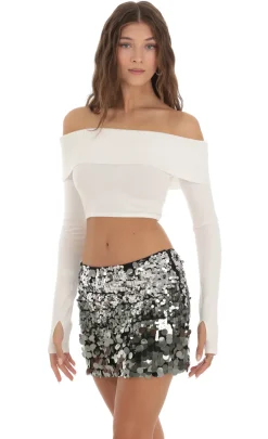 LUCY IN THE SKY Tops^Off Shoulder Knit Top In White
