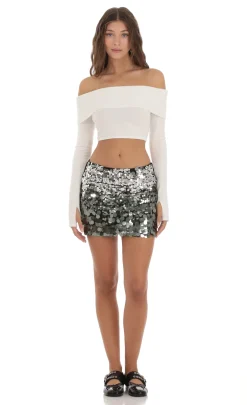 LUCY IN THE SKY Tops^Off Shoulder Knit Top In White