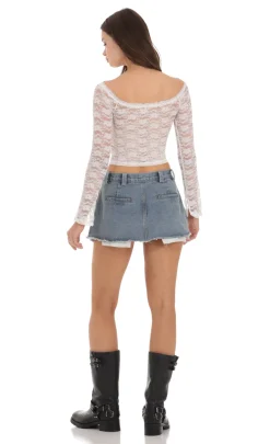 LUCY IN THE SKY Tops^Off Shoulder Lace Top In White