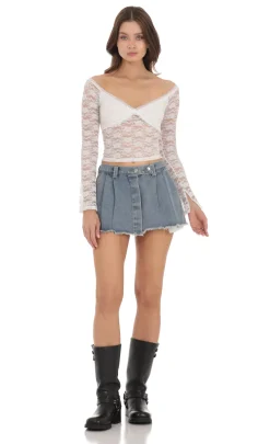 LUCY IN THE SKY Tops^Off Shoulder Lace Top In White