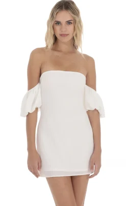 LUCY IN THE SKY Mini Dresses^Off Shoulder Puff Sleeve Dress In White