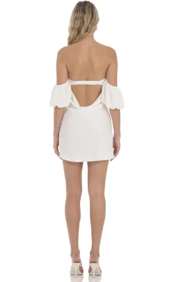 LUCY IN THE SKY Mini Dresses^Off Shoulder Puff Sleeve Dress In White