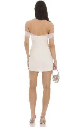 LUCY IN THE SKY Mini Dresses^Off Shoulder Tulle Bodycon Dress In White