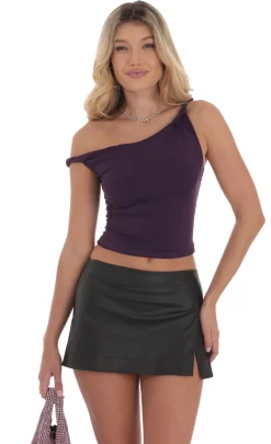 LUCY IN THE SKY Tops^Off Shoulder Twist Top In Purple