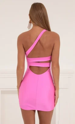 LUCY IN THE SKY Mini Dresses^One Shoulder Bodycon Dress In Hot Pink