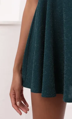 LUCY IN THE SKY Mini Dresses^One Shoulder Dress In Turquoise Sparkle