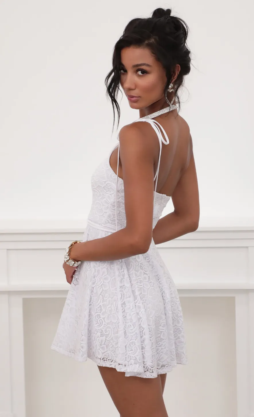 LUCY IN THE SKY Mini Dresses^One Shoulder Lace A-line Dress