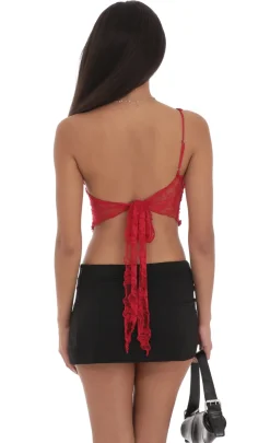 LUCY IN THE SKY Tops^One Shoulder Lace Top In Red