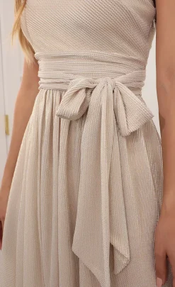 LUCY IN THE SKY Maxi Dresses^One Shoulder Pleated Dress In Gold
