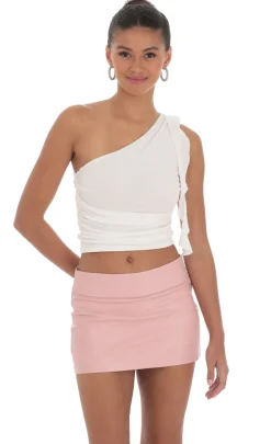 LUCY IN THE SKY Tops^One Shoulder Tassel Top In White