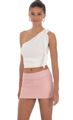 LUCY IN THE SKY Tops^One Shoulder Tassel Top In White