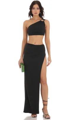LUCY IN THE SKY Two-Piece Sets^One Shoulder Two Piece Set In Black