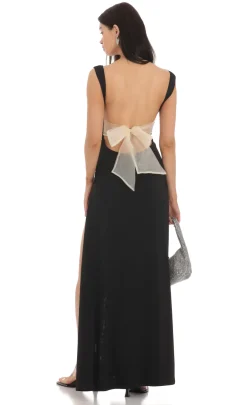LUCY IN THE SKY Maxi Dresses^Open Back Bow Maxi Dress In Black