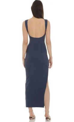 LUCY IN THE SKY Midi Dresses^Open Back Midi Dress In Navy